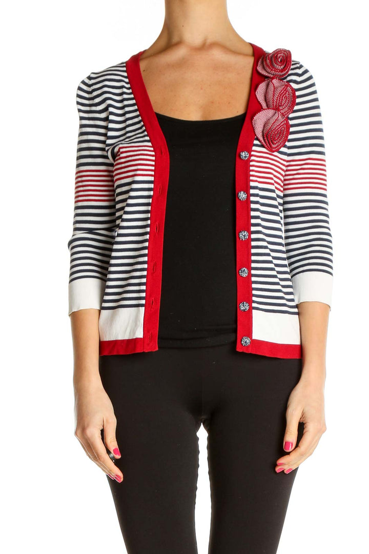 Red Striped All Day Wear Cardigan