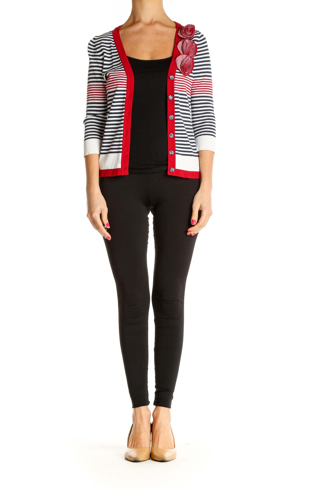 Red Striped All Day Wear Cardigan