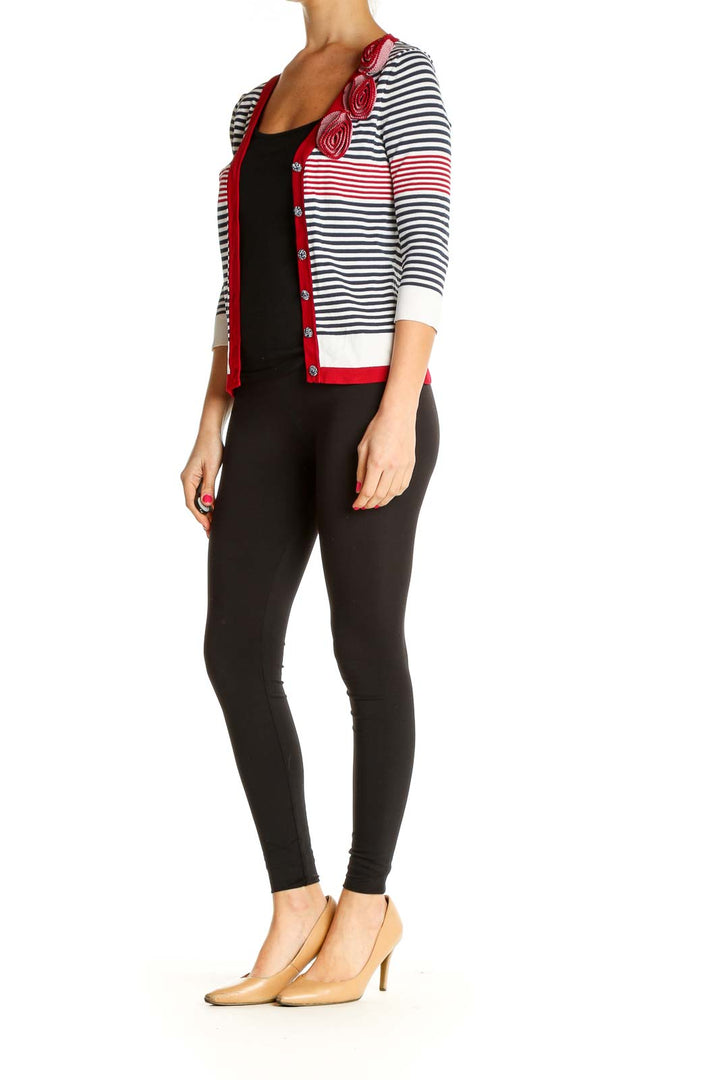 Red Striped All Day Wear Cardigan