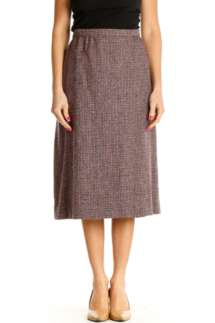 Brown Solid Brunch A-Line Skirt