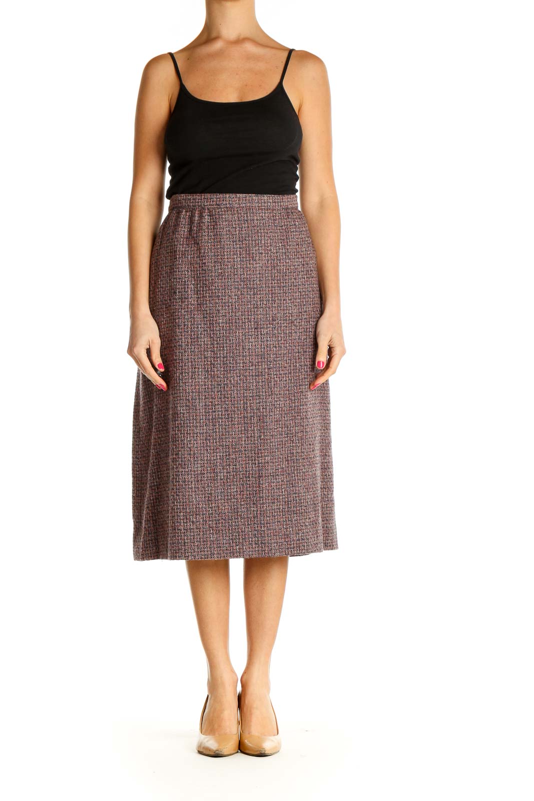 Brown Solid Brunch A-Line Skirt