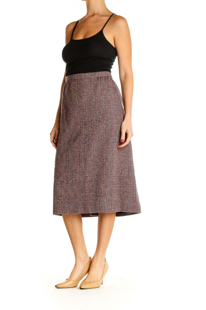 Brown Solid Brunch A-Line Skirt