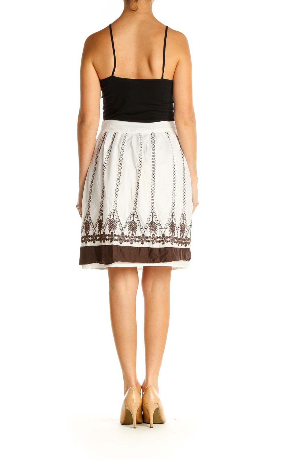 White Printed Brunch A-Line Skirt