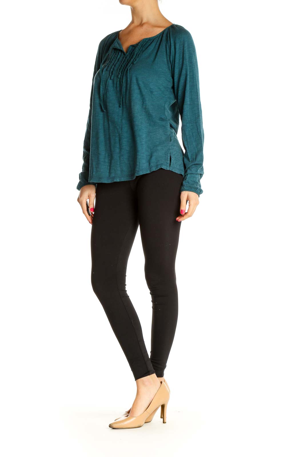 Green Solid All Day Wear Blouse