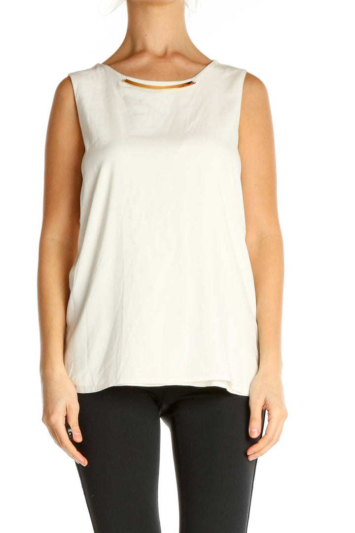 White Solid All Day Wear Tank Top