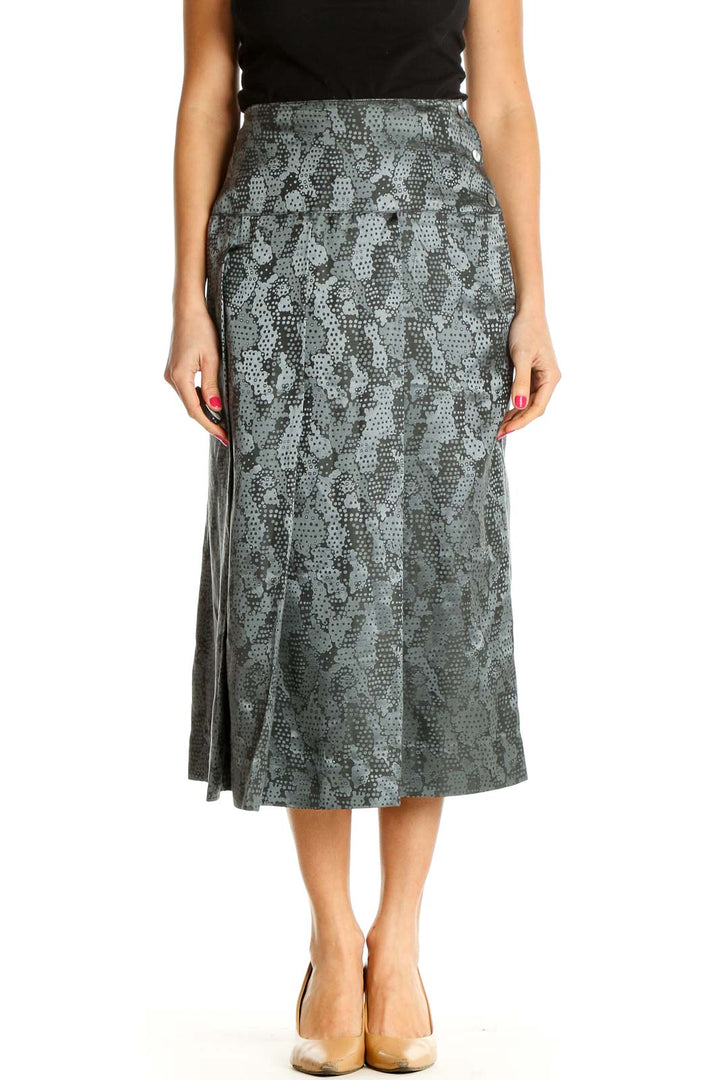 Gray Animal Print Holiday A-Line Skirt