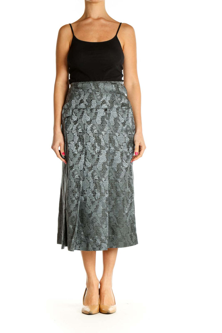 Gray Animal Print Holiday A-Line Skirt