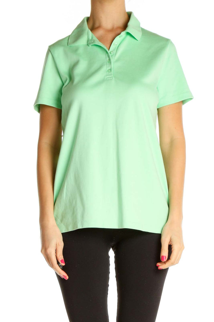 Green Solid All Day Wear Polo Shirt