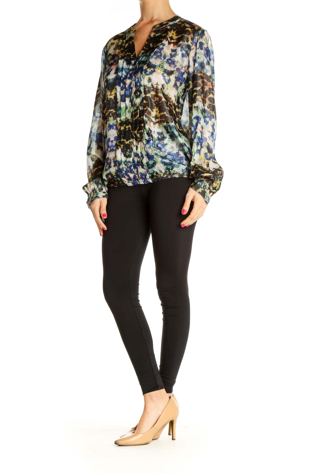 Black Floral Print All Day Wear Blouse