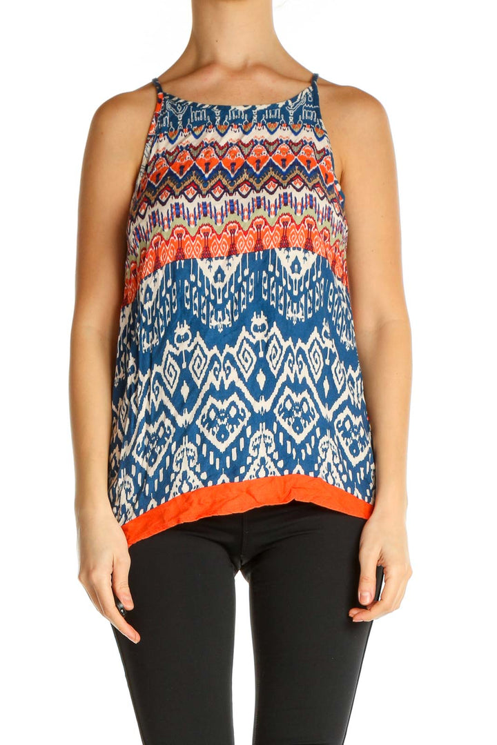 Blue Chevron Bohemian Tank Top