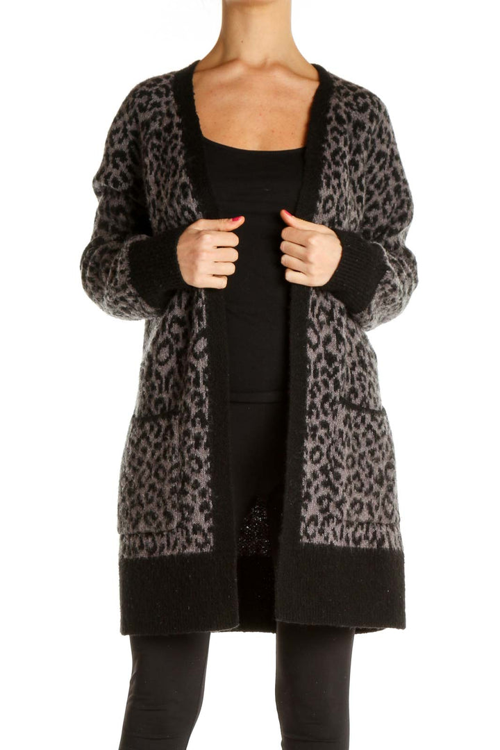 Black Animal Print Cardigan