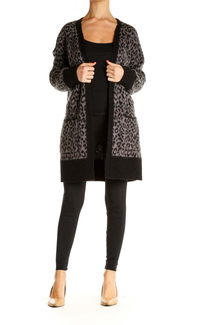 Black Animal Print Cardigan