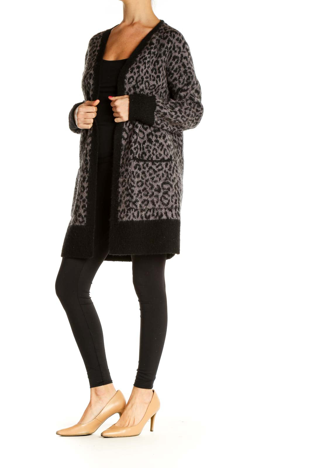 Black Animal Print Cardigan