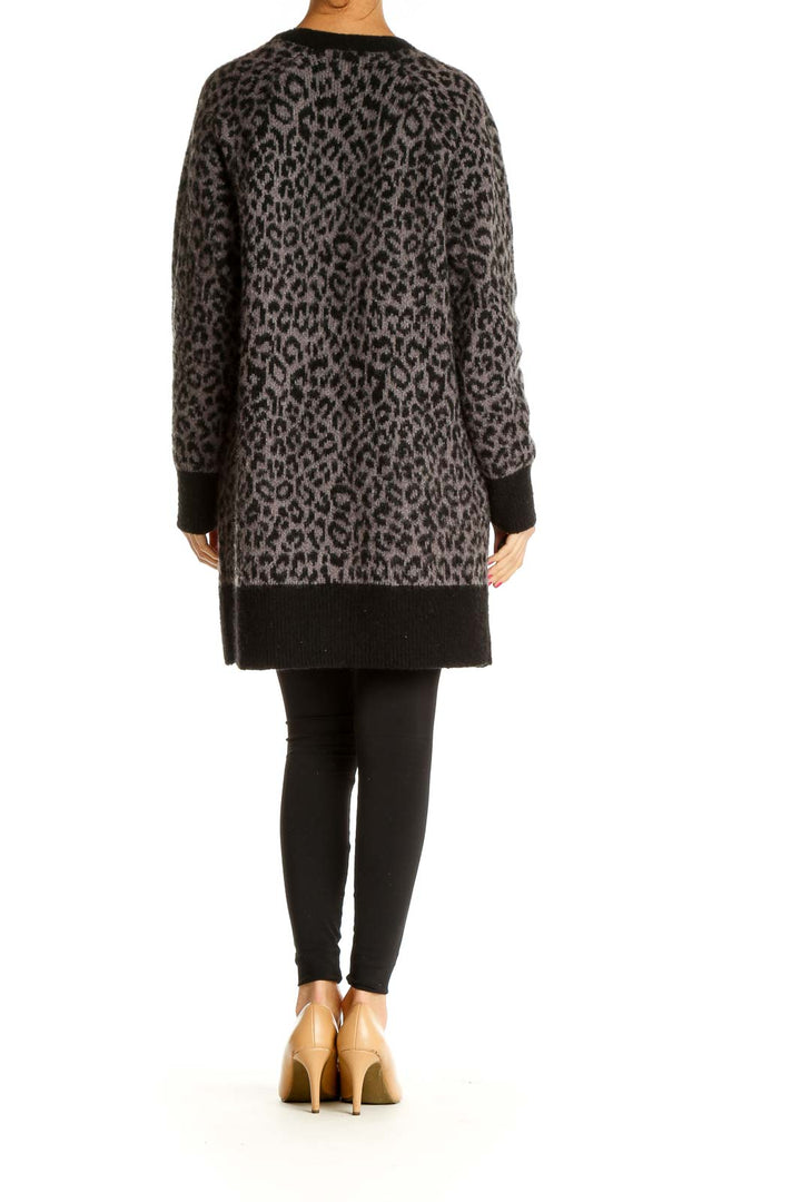 Black Animal Print Cardigan