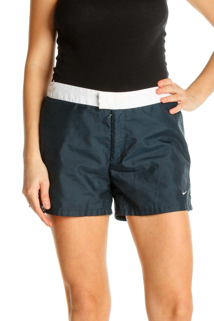 Blue Colorblock Activewear Shorts