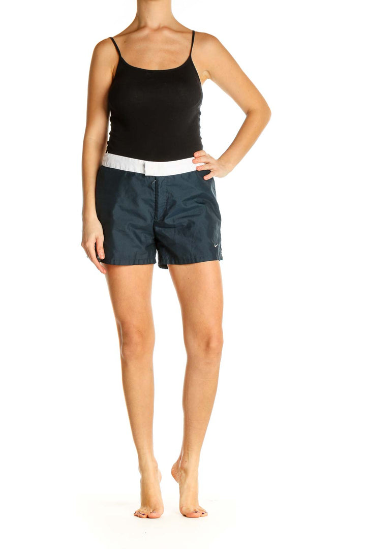 Blue Colorblock Activewear Shorts