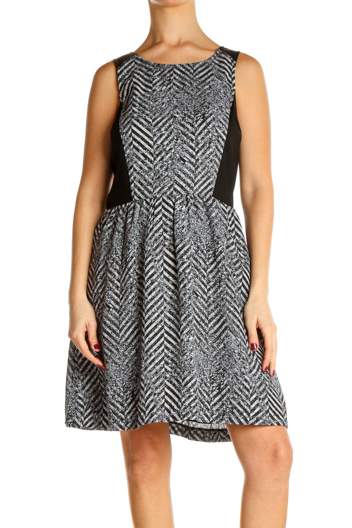 Black Chevron Day Fit & Flare Dress