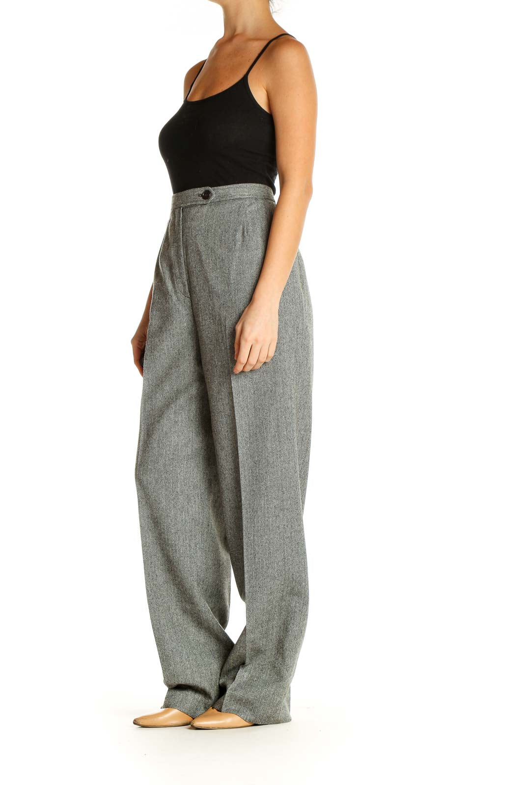 Gray Printed All Day Wear Trousers