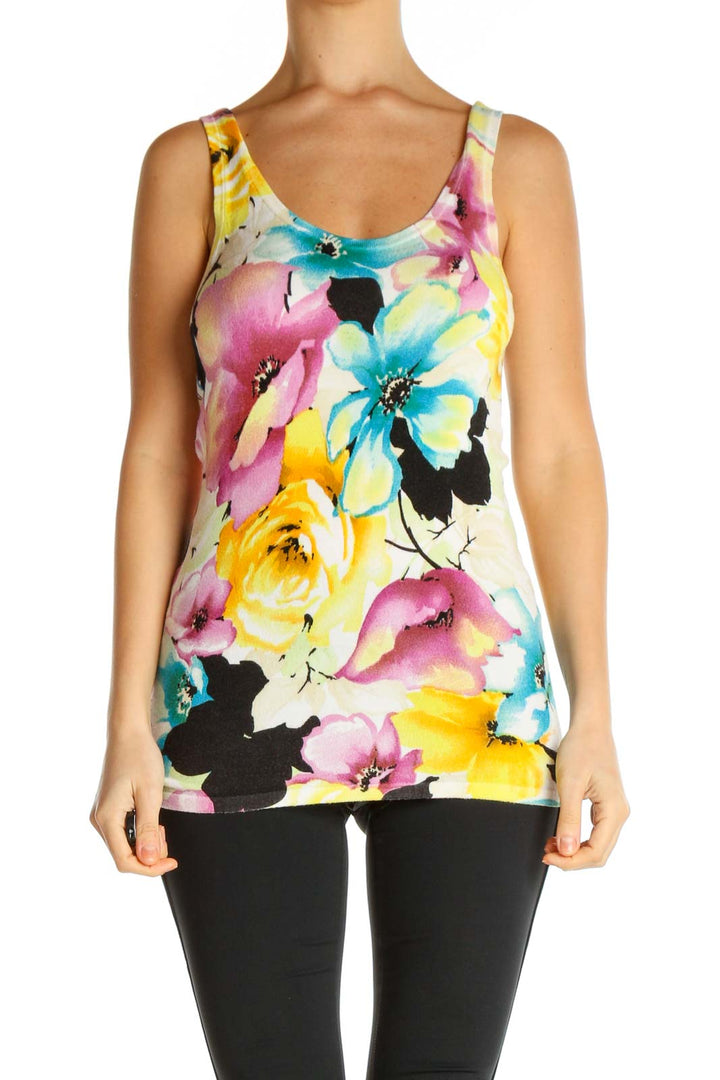 Yellow Floral Print Holiday Tank Top