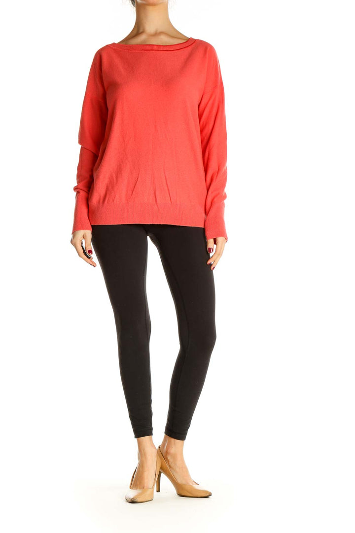 Orange Solid All Day Wear Sweater