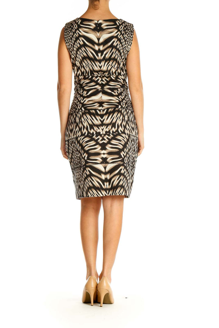 Beige Animal Print Retro Sheath Dress