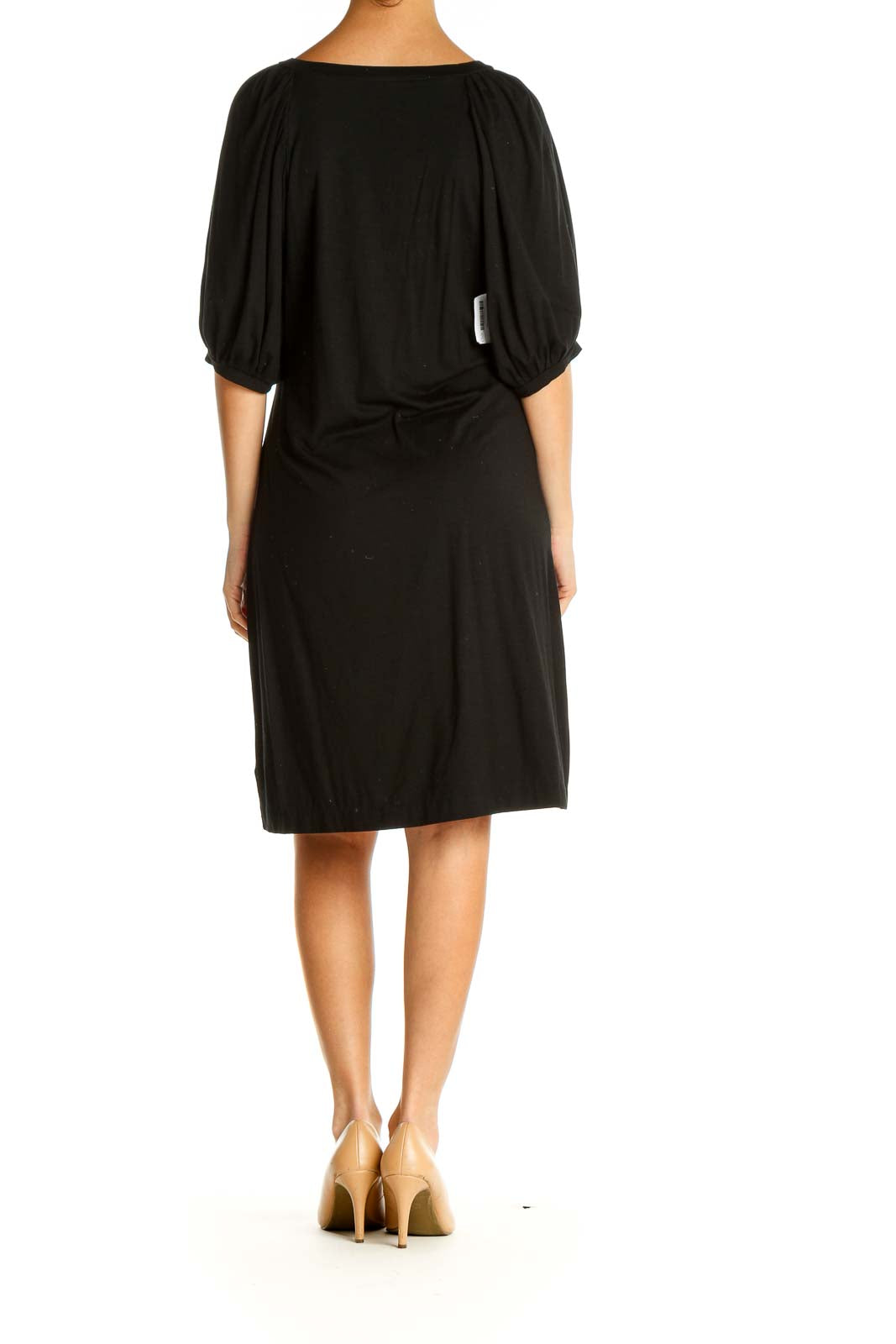 Black Solid Day Shift Dress