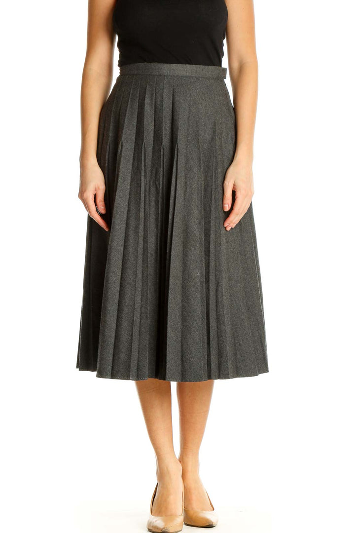 Gray Solid Brunch Flared Skirt