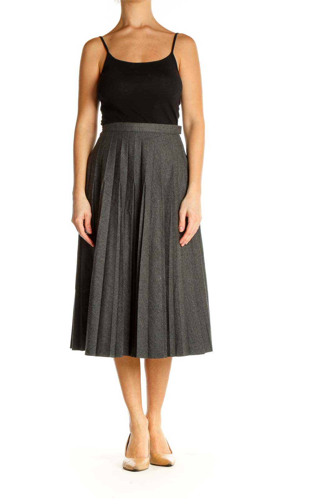 Gray Solid Brunch Flared Skirt