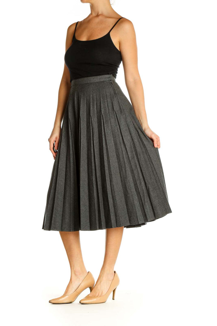 Gray Solid Brunch Flared Skirt