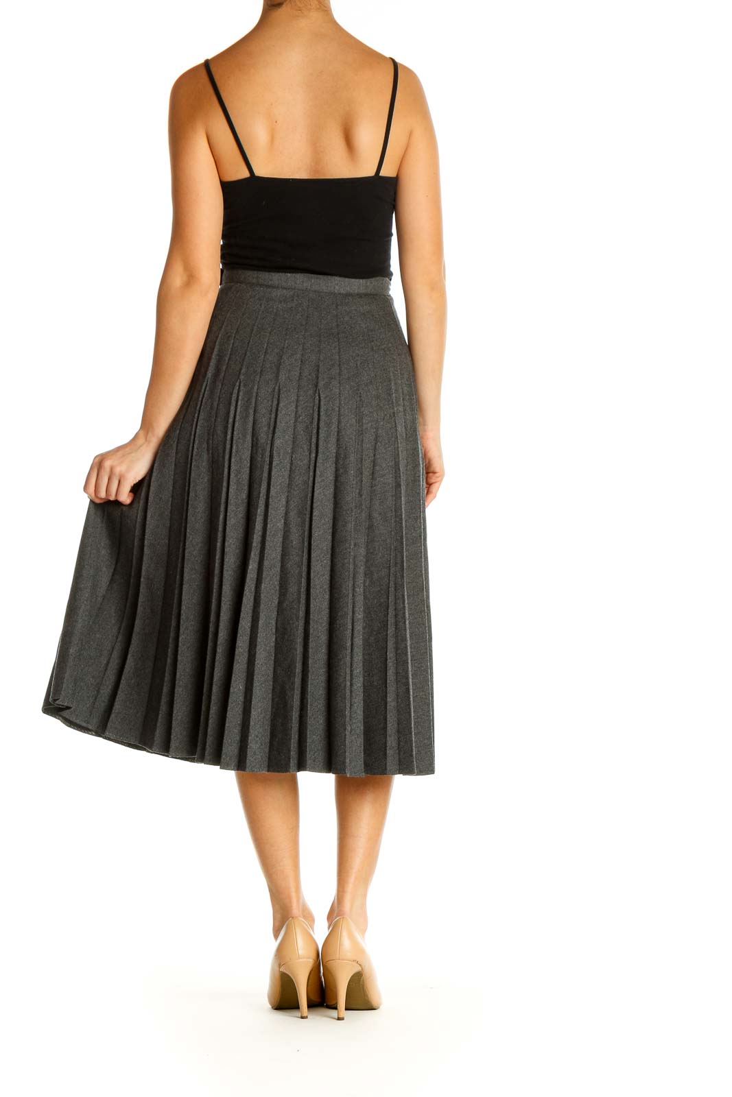 Gray Solid Brunch Flared Skirt