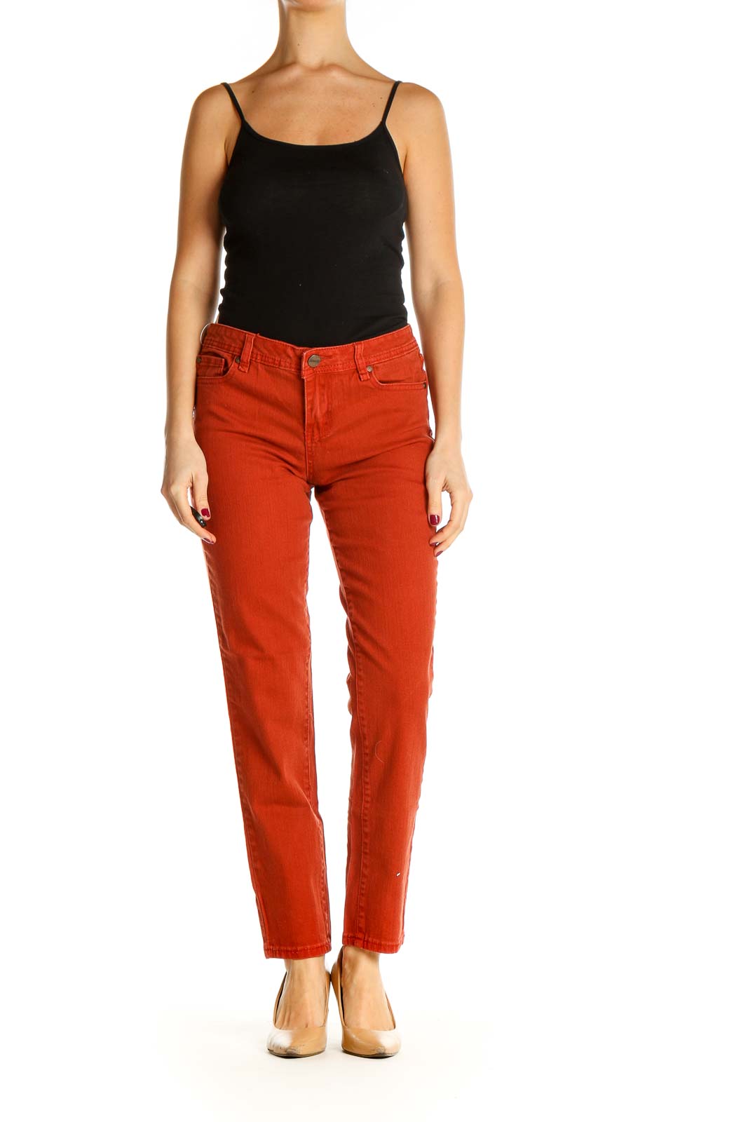 Red Solid All Day Wear Trousers