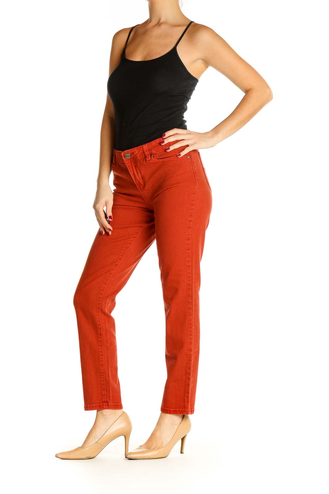 Red Solid All Day Wear Trousers