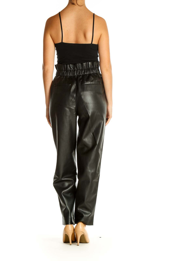 Black Textured Retro Trousers