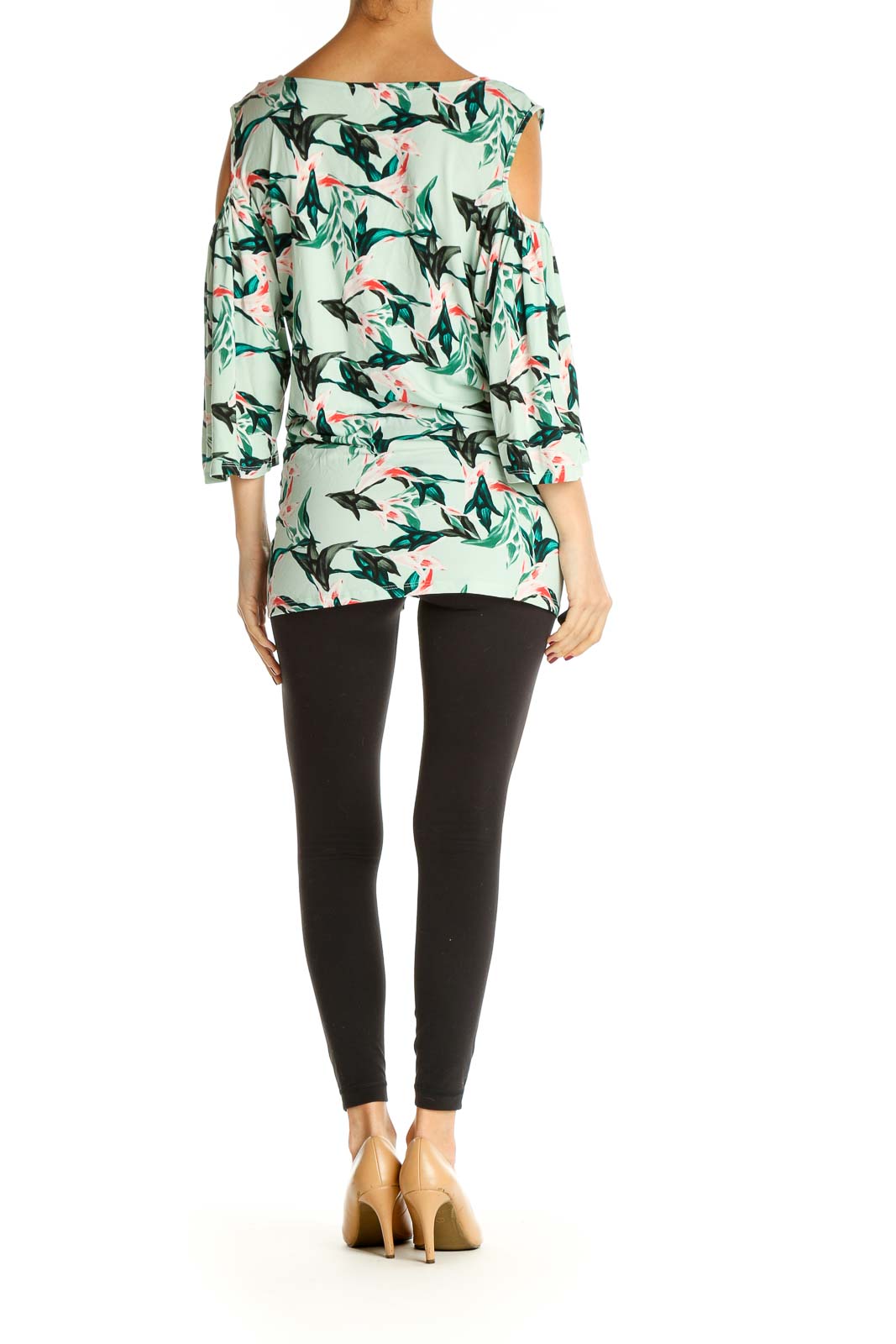 Green Tropical Print All Day Wear Blouse