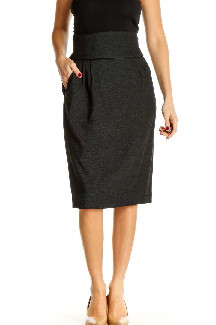 Green Solid Brunch Pencil Skirt