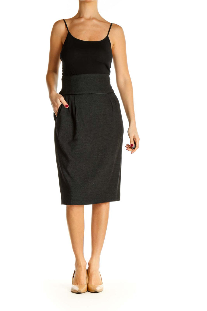 Green Solid Brunch Pencil Skirt