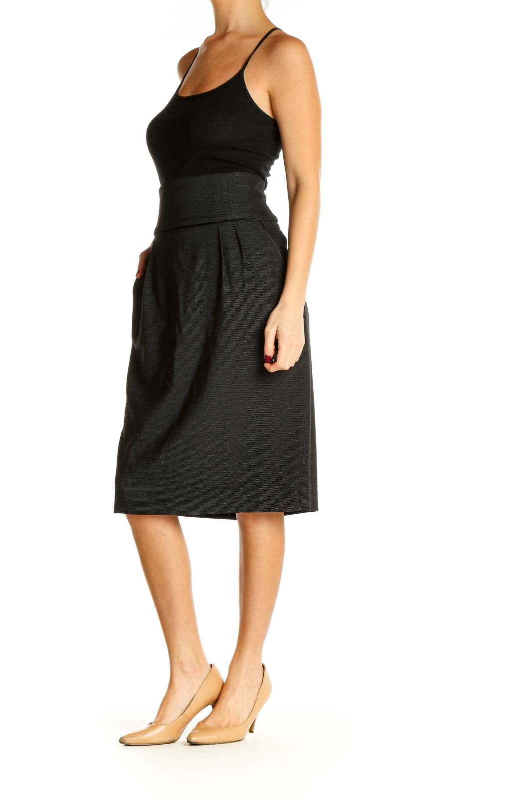 Green Solid Brunch Pencil Skirt