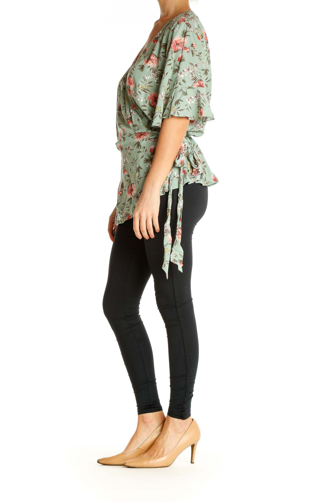 Green Floral Print All Day Wear Blouse