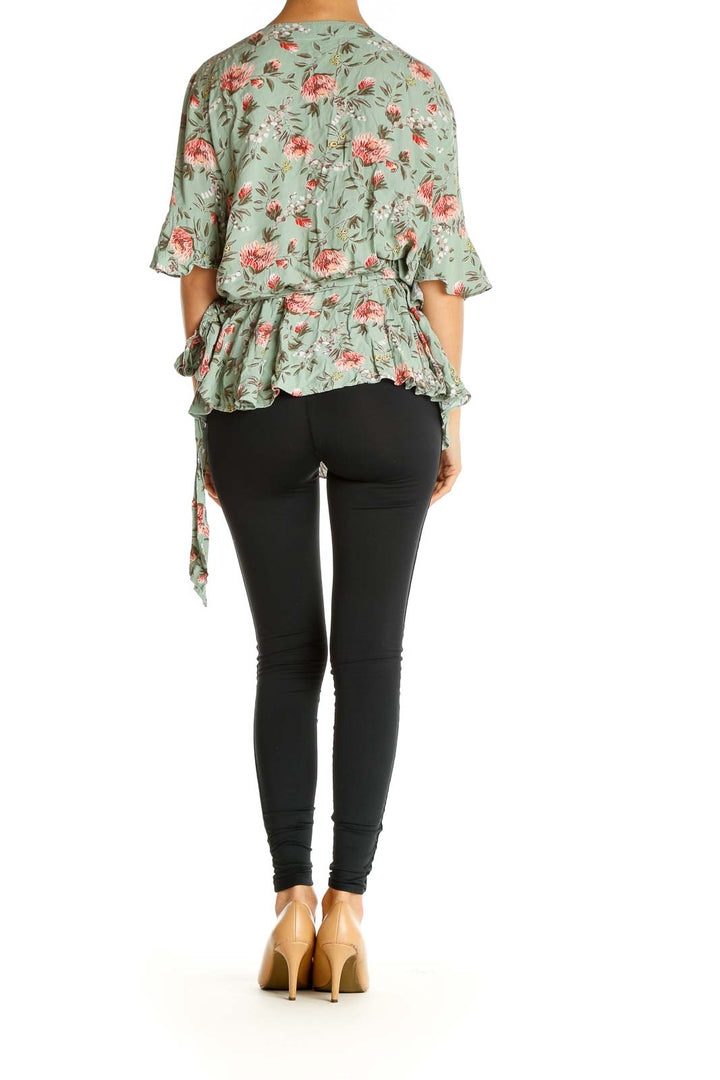 Green Floral Print All Day Wear Blouse