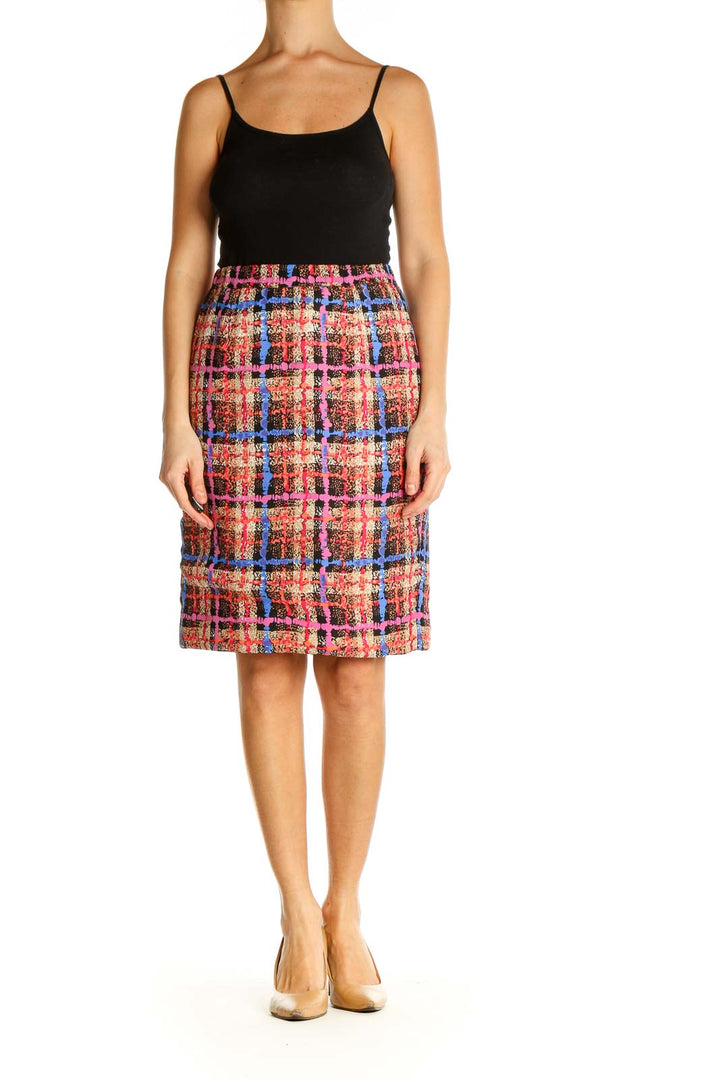 Pink Checkered Holiday A-Line Skirt