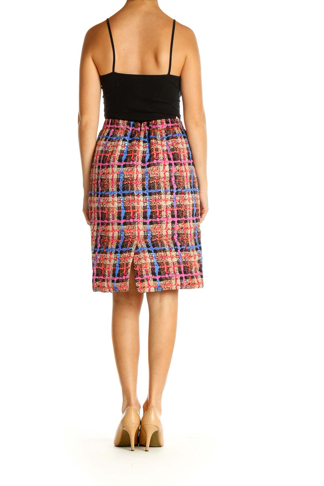 Pink Checkered Holiday A-Line Skirt