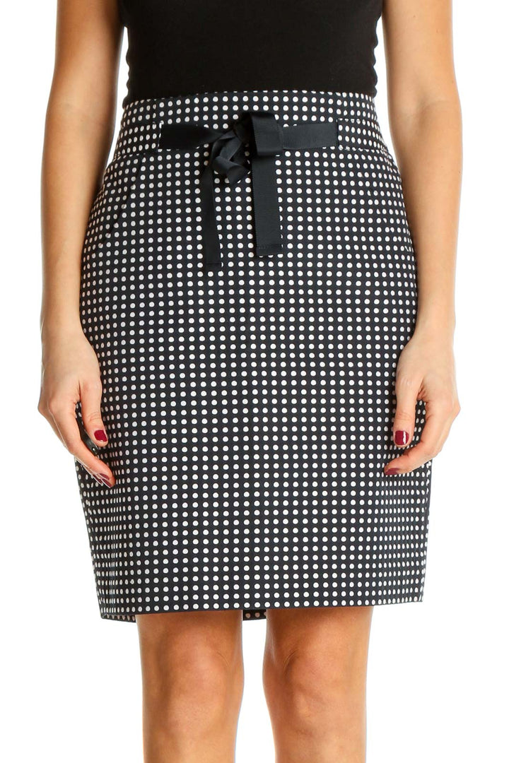 Black Printed Casual Pencil Skirt