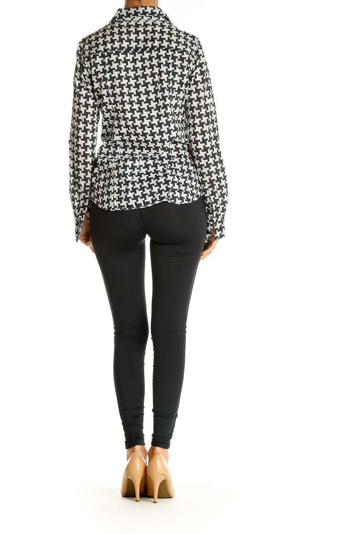 White Houndstooth Formal Shirt