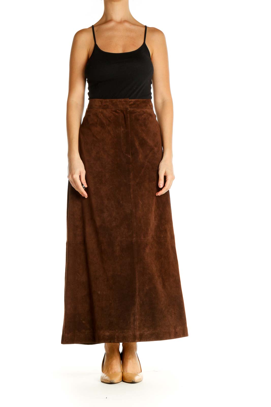 Brown Textured Holiday A-Line Skirt