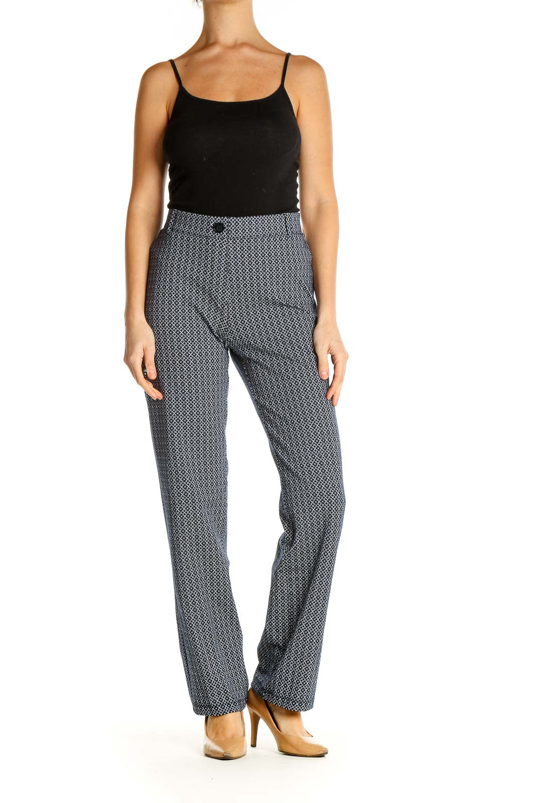 Gray Printed Classic Trousers