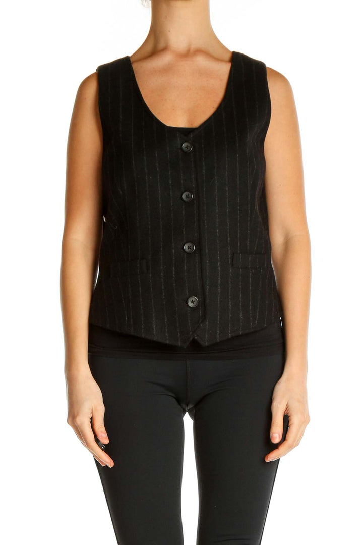 Black Pinstripe Sweater Vest