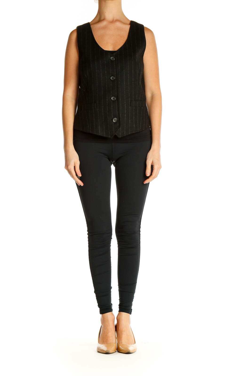 Black Pinstripe Sweater Vest