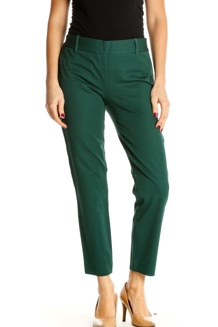 Green Solid All Day Wear Trousers