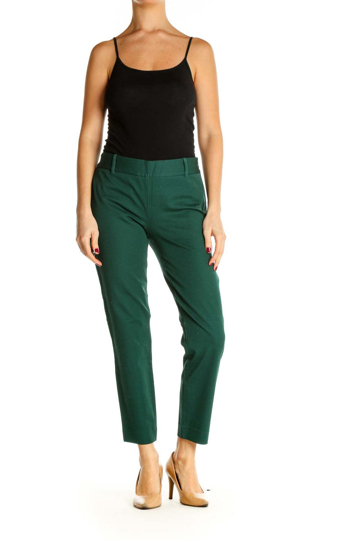 Green Solid All Day Wear Trousers