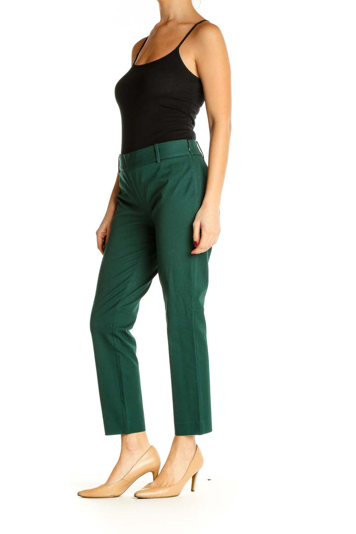 Green Solid All Day Wear Trousers